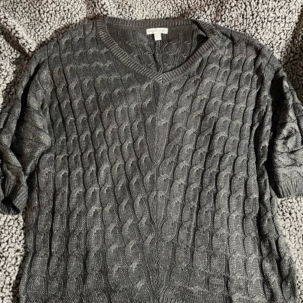 New York & Company Gray Cable Knit Sweater